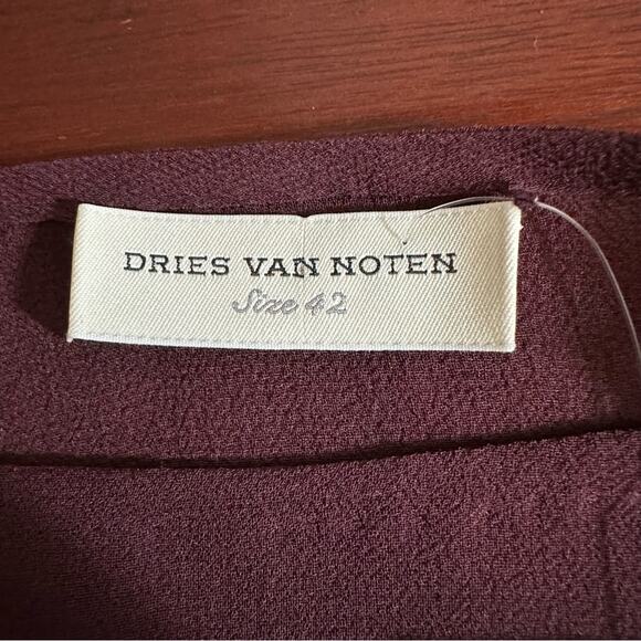 DRIES VAN NOTEN Maroon Sheer Floral Embroidered Silk Blouse Top Shirt NWT 42 - Picture 7 of 13